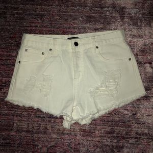 White high waisted denim shorts